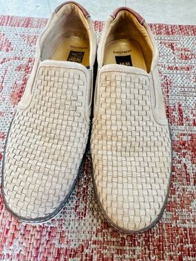 Johnston & Murphy Woven Slip On Shoes Men’s 10.5M Tan Sheepskin Loafers
